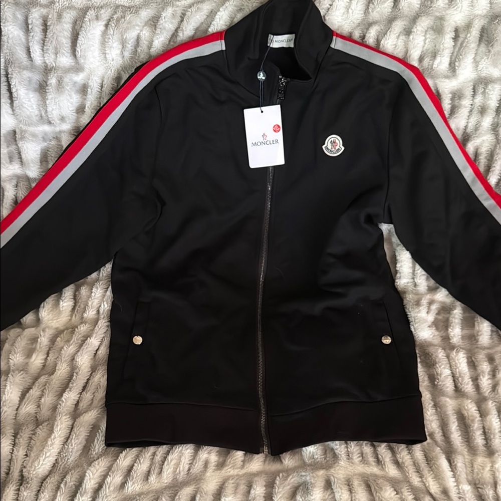Moncler Black Jacket with Silver Zipper